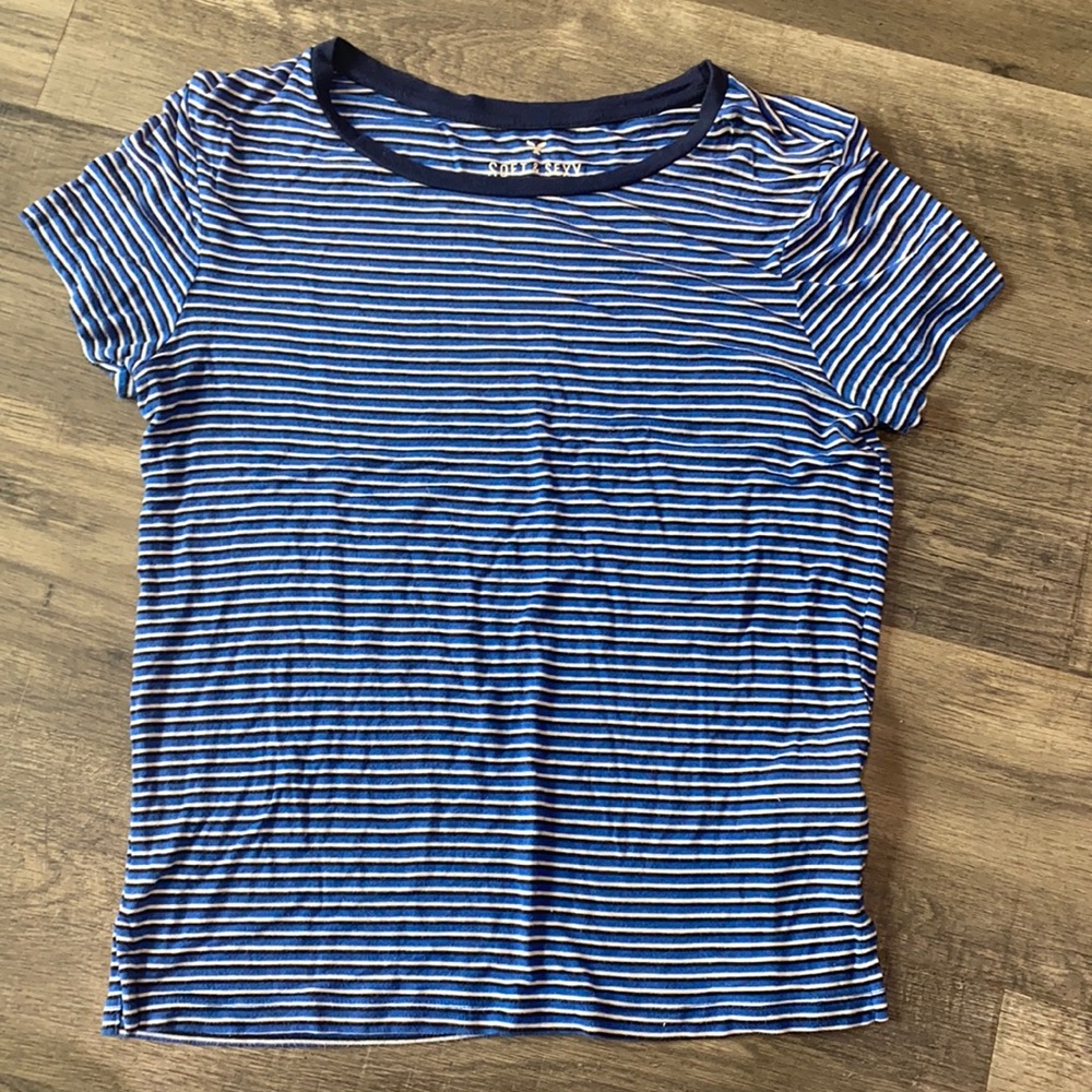 Blue and white stripped shirt